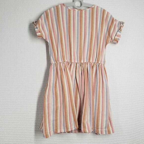 Carter's Linen Dress Girls 10/10A Pink Stripe Casual Short Sleeve Bohemian Beach - Picture 2 of 14